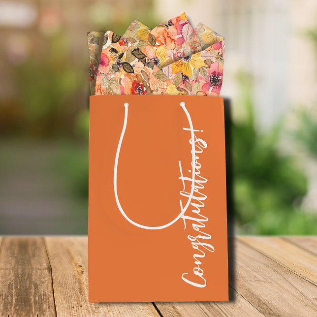 Sac Cadeau Moyen Félicitations Orange (Créateur téléchargé)