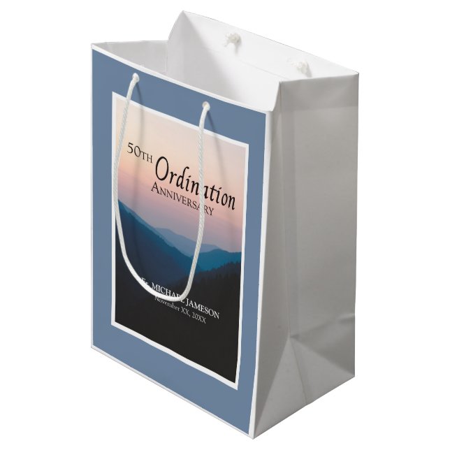 Sac Cadeau Moyen Félicitations pour le 50e anniversaire de l'ordina (Devant Angle)