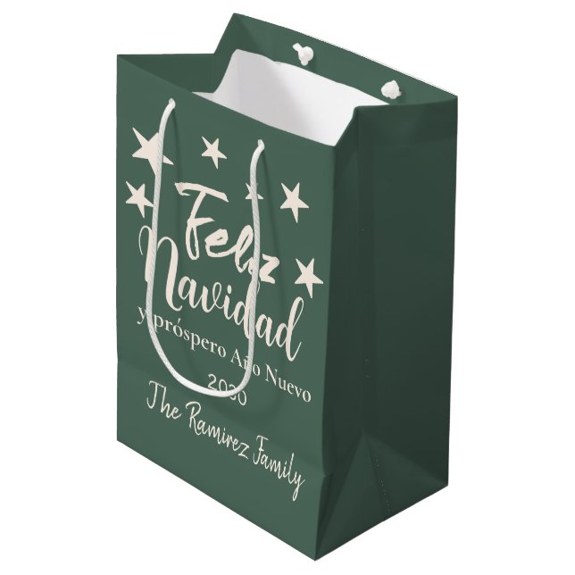 Sac Cadeau Moyen Feliz Navidad y próspero Año Nuevo Holiday (Devant Angle)