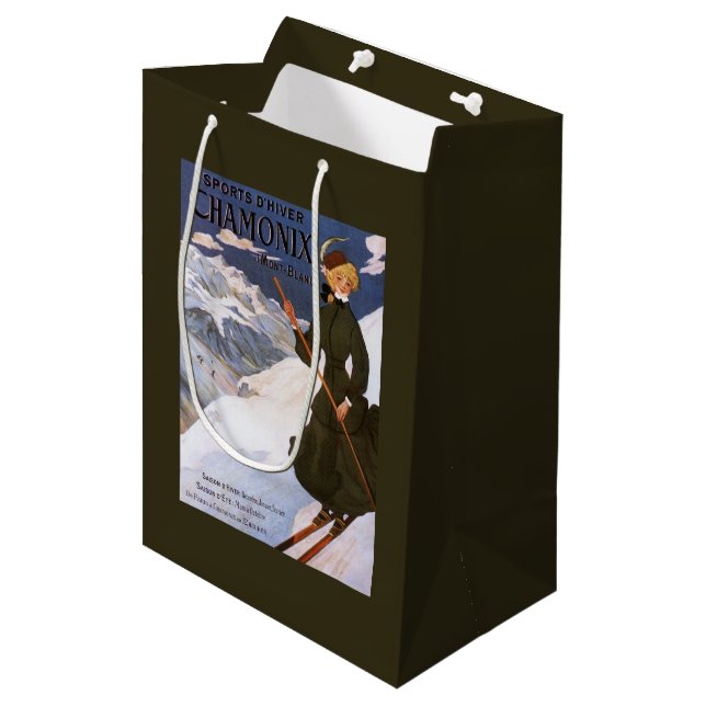 Sac Cadeau Moyen Femme en affiche verte de ski (Devant Angle)