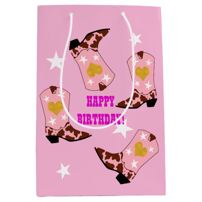 Sac Cadeau Moyen Femme moderne Cowgirl Western Boots Anniversaire (Devant)