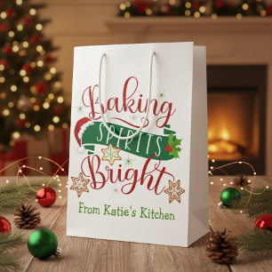 Sac Cadeau Moyen Festif Baking Spirits Bright Custom Christmas