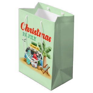 Sac Cadeau Moyen Festif Noël Juillet plage Père Noël gnome