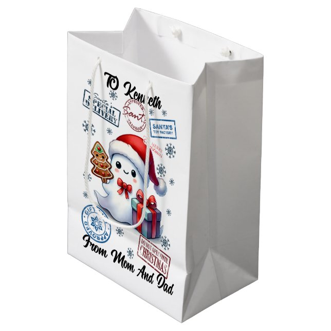 Sac Cadeau Moyen Festive Holiday Sack With Cheerful Gifts (Devant Angle)