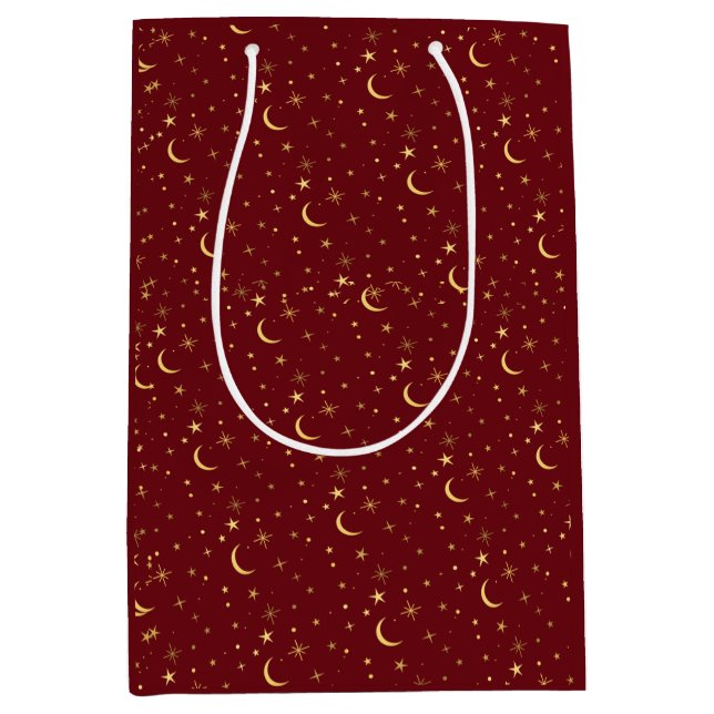 Sac Cadeau Moyen Festive Noël Céleste Lune & Étoiles (Devant)