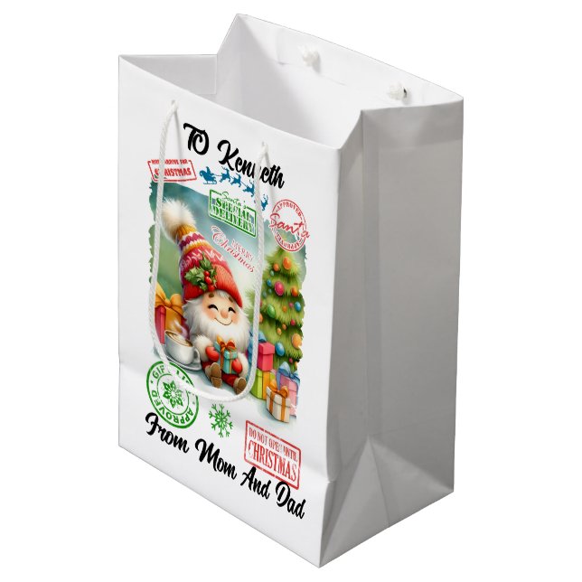 Sac Cadeau Moyen Festive Santa Sack With Gifts & Elfs (Devant Angle)