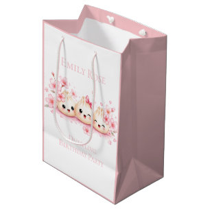 Sac Cadeau Moyen Fête d'anniversaire de la fille au mignon petit pâ