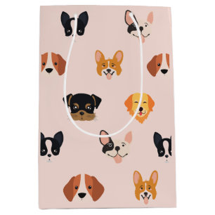 Sac Cadeau Moyen Fête d'anniversaire du chien rose mignon