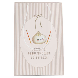 Sac Cadeau Moyen Fête de bébé garçon Kawaii marron Arc asiatique