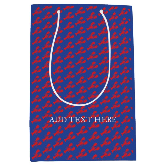 Sac Cadeau Moyen Fête de homard Rouge Blue Preppy Designer Amusant (Devant)
