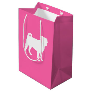 Sac Cadeau Moyen Fête de la fête du chien Carlin rose
