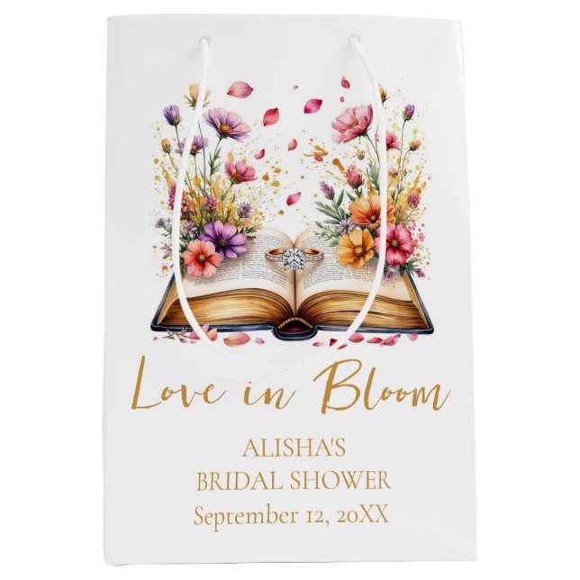 Sac Cadeau Moyen Fête de mariage Love In Bloom (Devant)