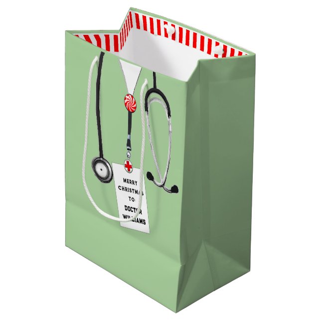 Sac Cadeau Moyen Fête de Noël du docteur (Devant Angle)