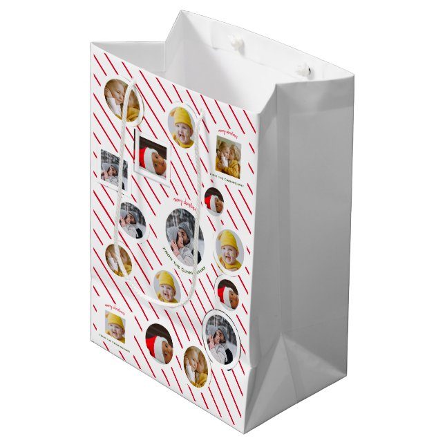 Sac Cadeau Moyen Fête de Noël 🎄 photo personnalisée (Devant Angle)