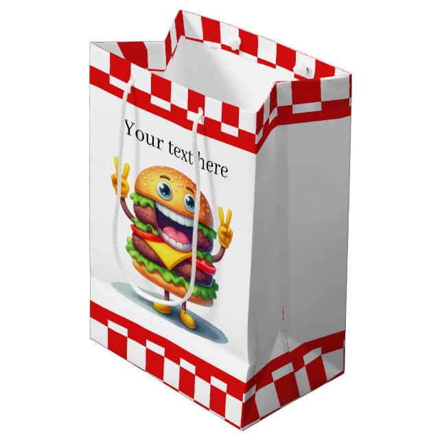 Sac Cadeau Moyen Fête des amateurs de hamburger mignonette (Devant Angle)