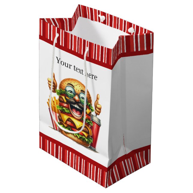 Sac Cadeau Moyen Fête des amateurs de hamburger mignonette (Devant Angle)