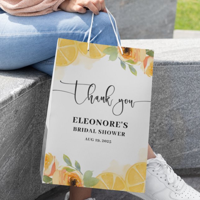 Sac Cadeau Moyen Fête des mariées citrons et fleurs (Créateur téléchargé)