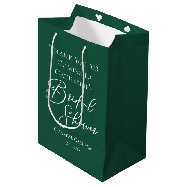 Sac Cadeau Moyen Fête des mariées Emerald Green personnalisée (Devant Angle)