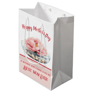Sac Cadeau Moyen Fête des mères de Dusty Pink Peony