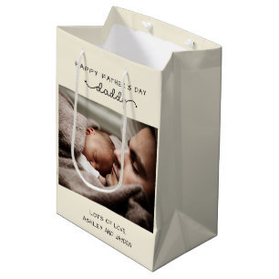 Sac Cadeau Moyen Fête des pères personnalisée Cute minimaliste phot