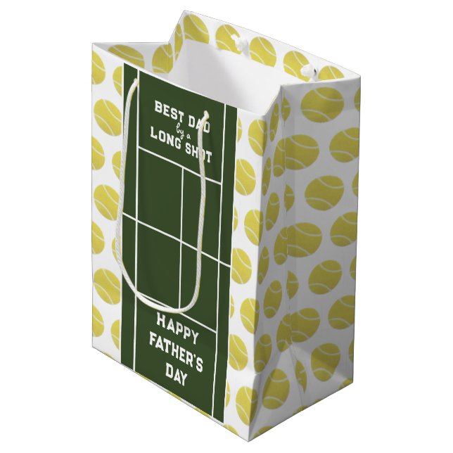 Sac Cadeau Moyen Fête des pères Tennis Papa (Devant Angle)