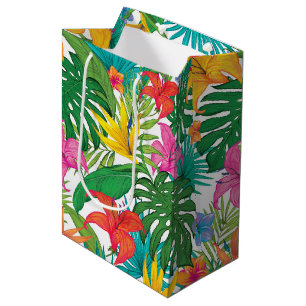 Sac Cadeau Moyen Fête florale tropicale