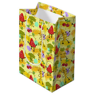 Sac Cadeau Moyen fête motif de vegie aux fruits carrelés