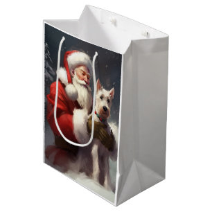 Sac Cadeau Moyen Fête Noël Festive du Père Noël Terrier du Père Noë
