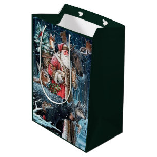 Sac Cadeau Moyen fête vintage Noël Père Noël Holiday