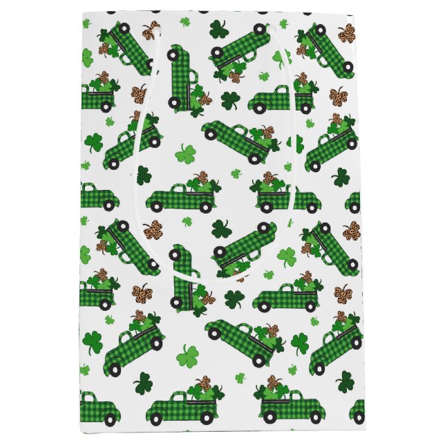 Sac Cadeau Moyen Feuille de fermeture de camion à carter vert Jour  (Devant)