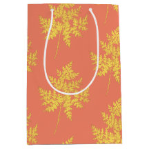 Feuille d'or sur Motif botanique de corail