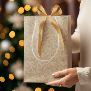 Sac Cadeau Moyen Feuilles d'automne élégantes   Ferme minimaliste B