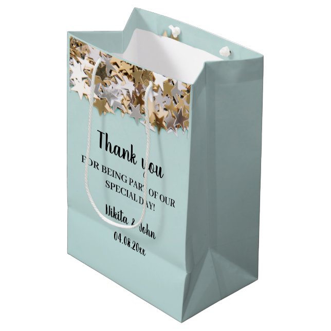 Sac Cadeau Moyen Fiançailles minimal moderne / Fête de mariage Merc (Devant Angle)