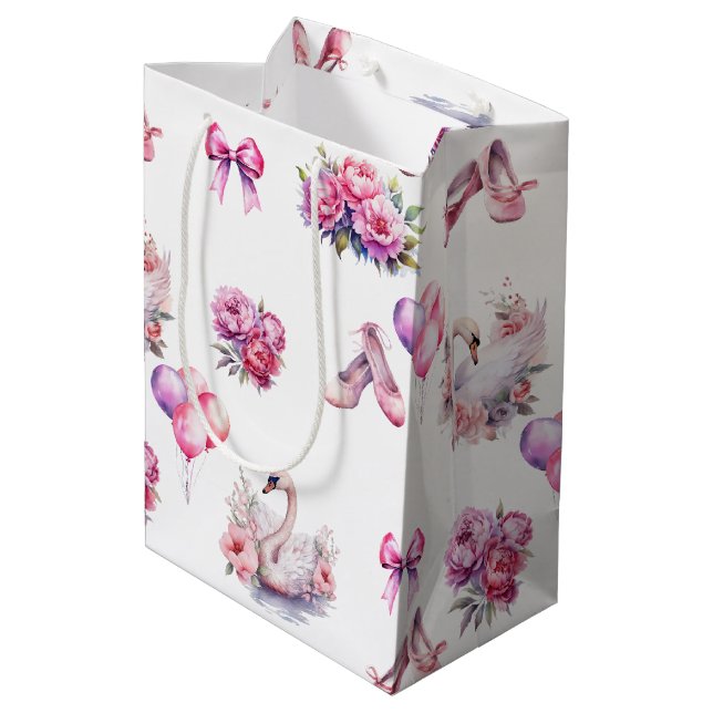 Sac Cadeau Moyen Fille Ballet Rose Floral (Dos Angle)