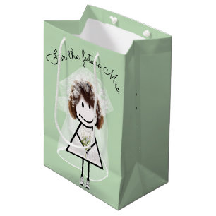 Sac Cadeau Moyen Fille Bâton Mariée En Robe De Dentelle Et Baskets