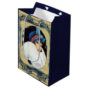 Sac Cadeau Moyen Fille de Charleston de Noël en grand manteau de fo