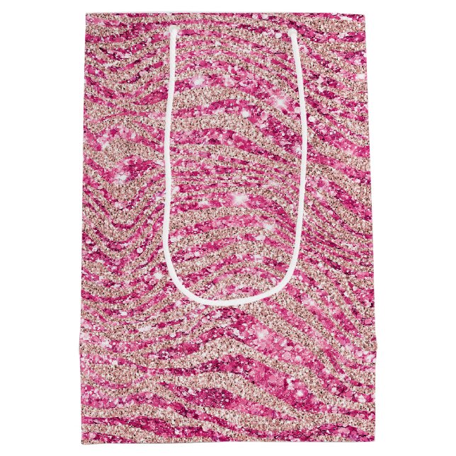 Sac Cadeau Moyen Fille rose et Parties scintillant rousse Zebra (Dos)