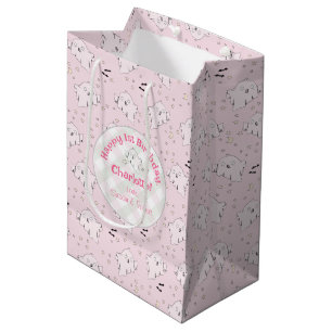 Sac Cadeau Moyen Fille rose mignonne Fantômes Bébé Halloween 1er an
