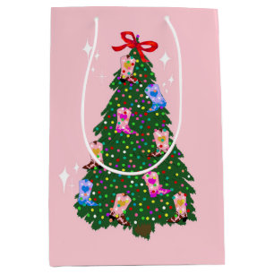 Sac Cadeau Moyen Fille rose moderne Botte occidentale Noël