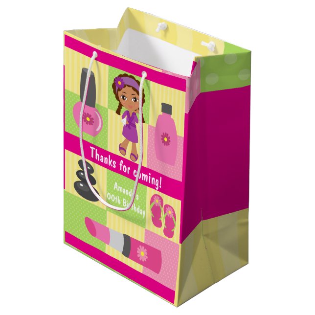 Sac Cadeau Moyen Fille Spa Anniversaire Fête Fête Faveur (Devant Angle)