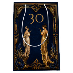 Sac Cadeau Moyen Filles aux accents Art déco années 30 bleu or Gats