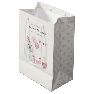 Sac Cadeau Moyen Filles mignonnes Roses Fête Chien Chien Robe N'Imp