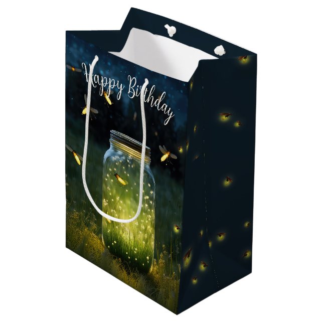 Sac Cadeau Moyen Fireflies D'Anniversaire Qui Jaillissent Dans Un J (Devant Angle)