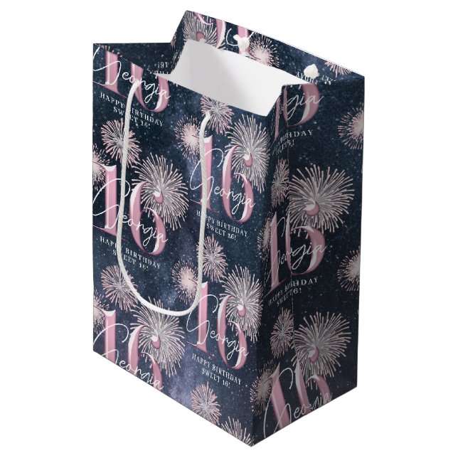 Sac Cadeau Moyen Fireworks Sweet 16 Midnight Blush ID984 (Devant Angle)