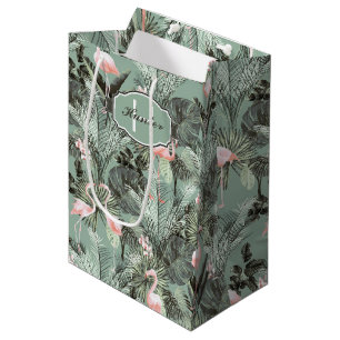 Sac Cadeau Moyen Flamant rose Orchidée Tropical Motif Sage ID868