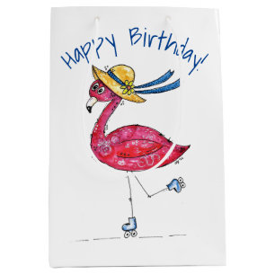 Sac Cadeau Moyen Flamant rose rose mignon et capricieux sur les pat
