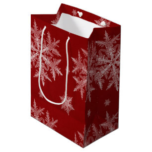 Sac Cadeau Moyen Flammes de neige Red Holiday Christmas