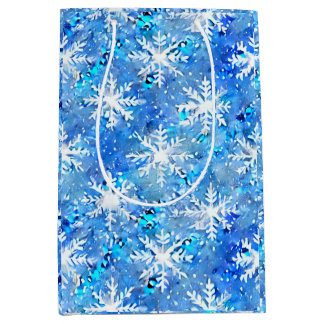 Sac Cadeau Moyen Fléau de neige bleu et turquoise Icy