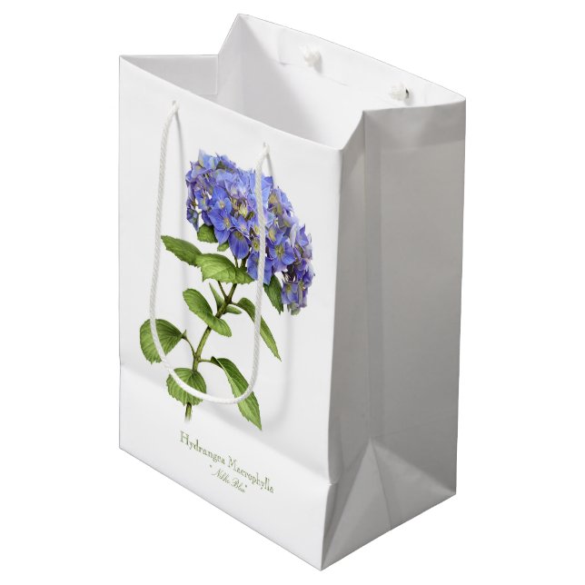 Sac Cadeau Moyen Fleur Blue Hydrangea (Devant Angle)