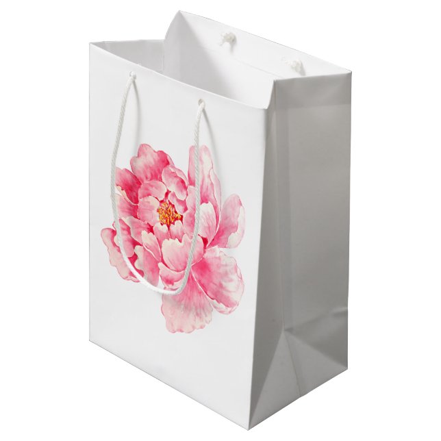 Sac Cadeau Moyen Fleur rose (Devant Angle)